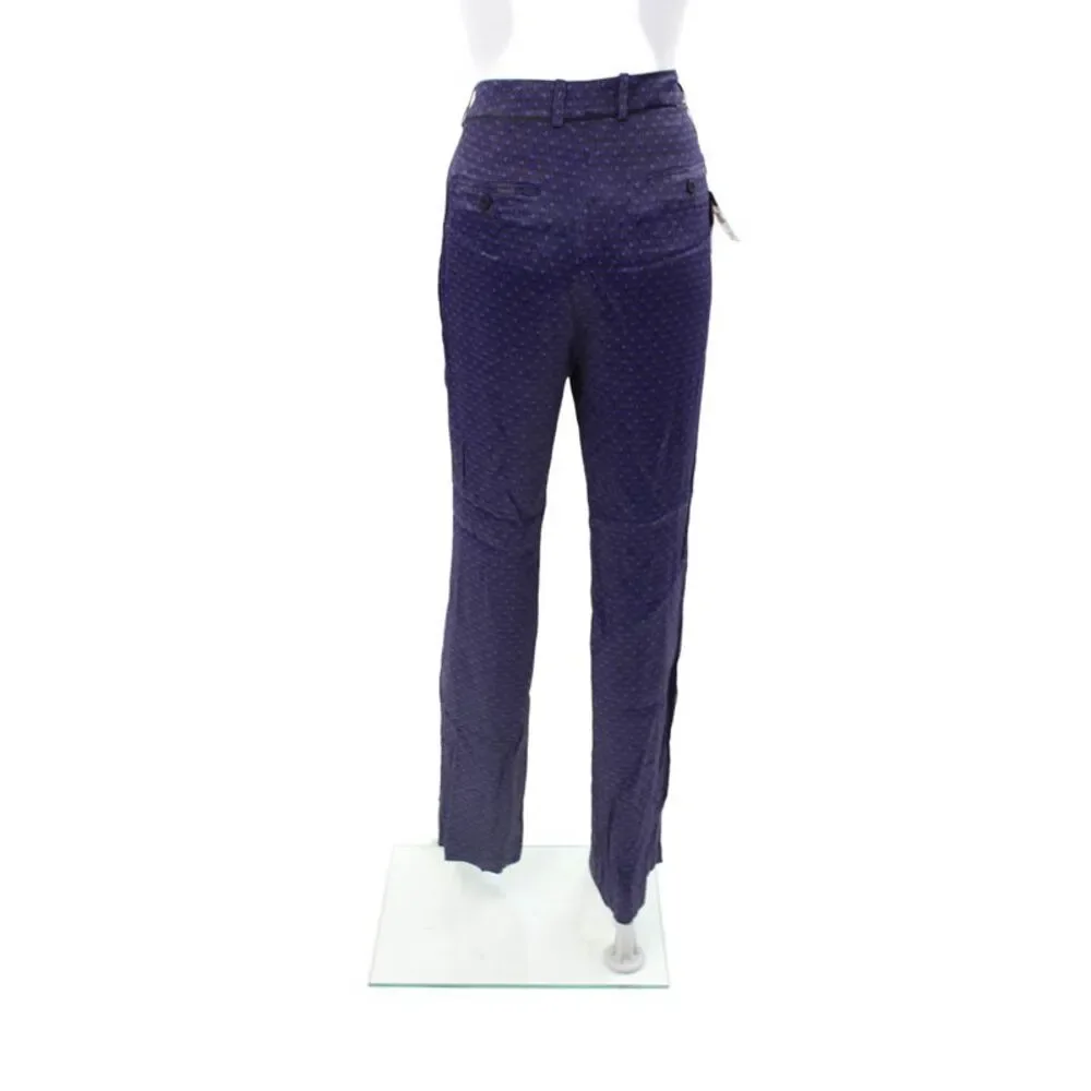 Massimo Dutti Womens Geometric Print Slim Leg High Rise Pants Purple Size 8